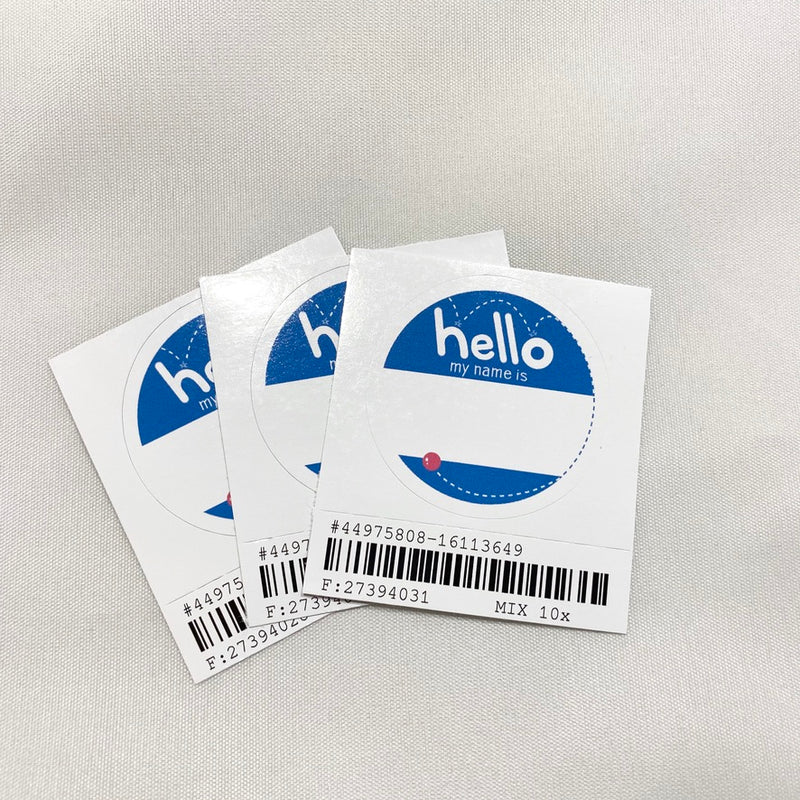 "Hello my name is" Aibo Meetup Sticker (Blue)