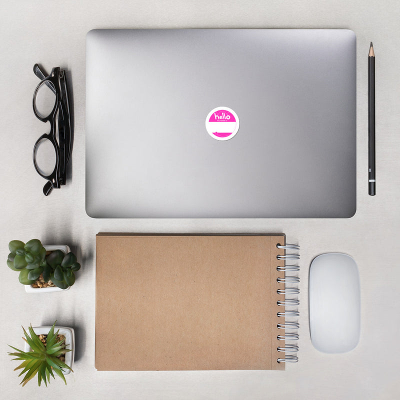 "Hello my name is" Aibo Meetup Sticker (Pink)